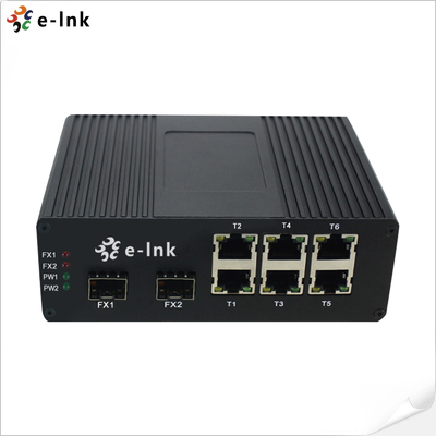 Industrial 8-Port Fast Ethernet Switch with 2 Fiber Uplinks Wide Temp Range