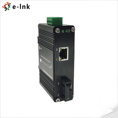 Mini Industrial 90W PoE++ Fiber Media Converter SC Port -40~75°C DIN-Rail