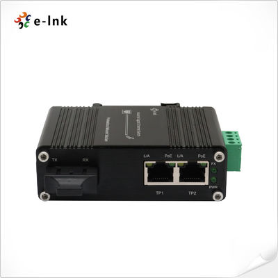 Mini Industrial 30W PoE Fiber Media Converter Compliant with IEEE 802.3at -40℃~75℃