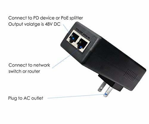 Wall Mount Active PoE Injector IEEE802.3af/at 15.4W/30W Power Output