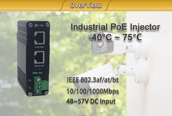 95W Industrial Power Over Ethernet Injector