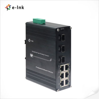 Βιομηχανικός διακόπτης PoE 6 θυρών 10/100Base-TX + 3 θυρών 100Base-FX σκληρυμένος, για τοποθέτηση σε ράγα DIN